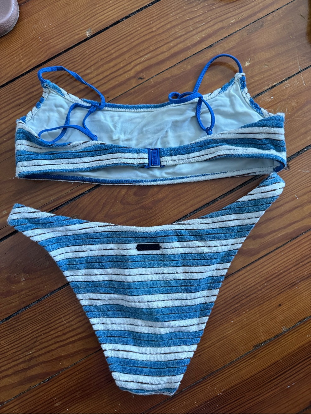 Triangl white and blue striped bikini set - Picture 4 of 5